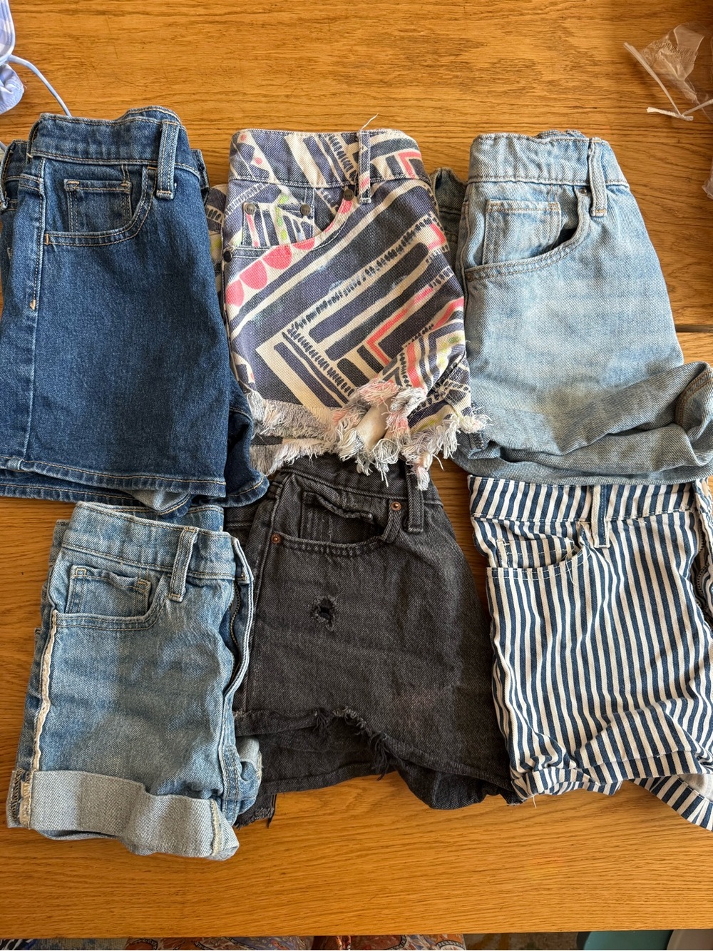 Tween Girls Denim and Printed Shorts Pack - Blue, Black, Multicolor size 10-12